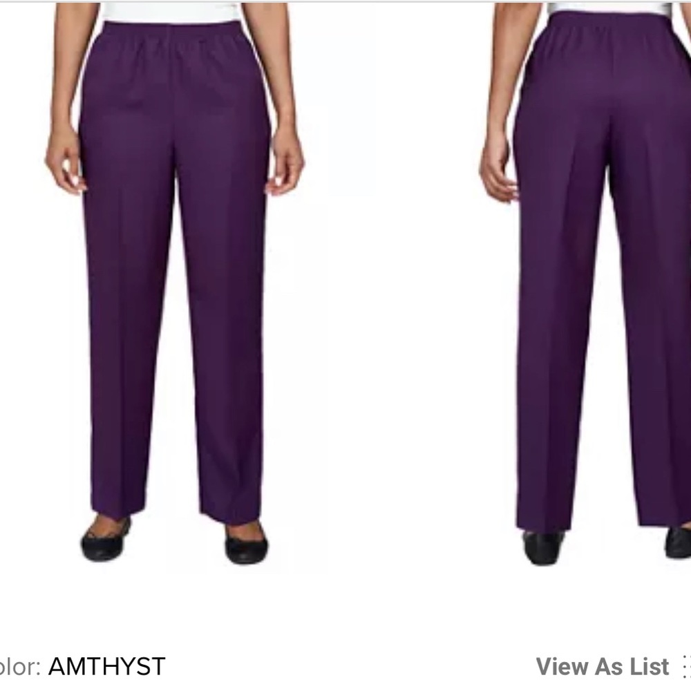 Alfred Dunner Classic Pants SZ 14 MISSES  SHORT, Amethyst Color - NWT